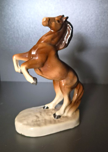 Brown rearing horse ceramic - brown,
