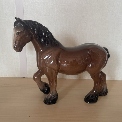 Brown pottery horse ornament - brown,