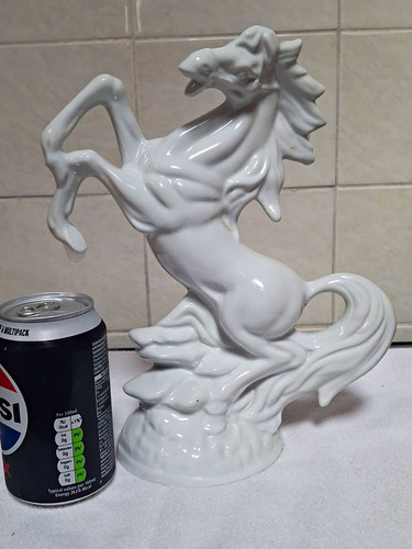 White horse figurine ceramic - figurine,