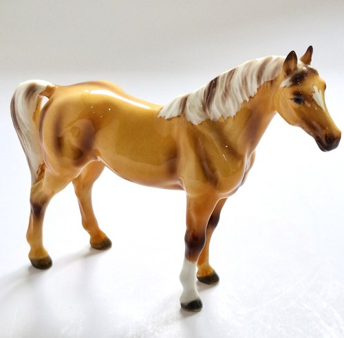 Ceramic horse figurine golden - figurine,