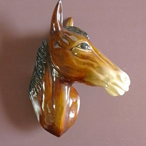 Glazed ceramic horse head wall - glazed,