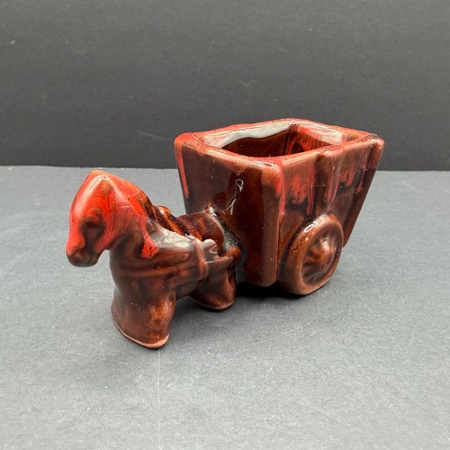 Vintage drip glaze - horse, cart