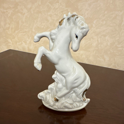 White rearing horse - white,