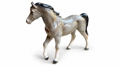 Ceramic horse figurine grey - ceramic,