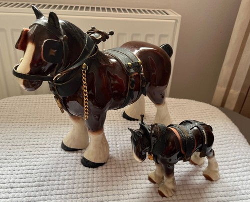 Pair ceramic shire horses - of,